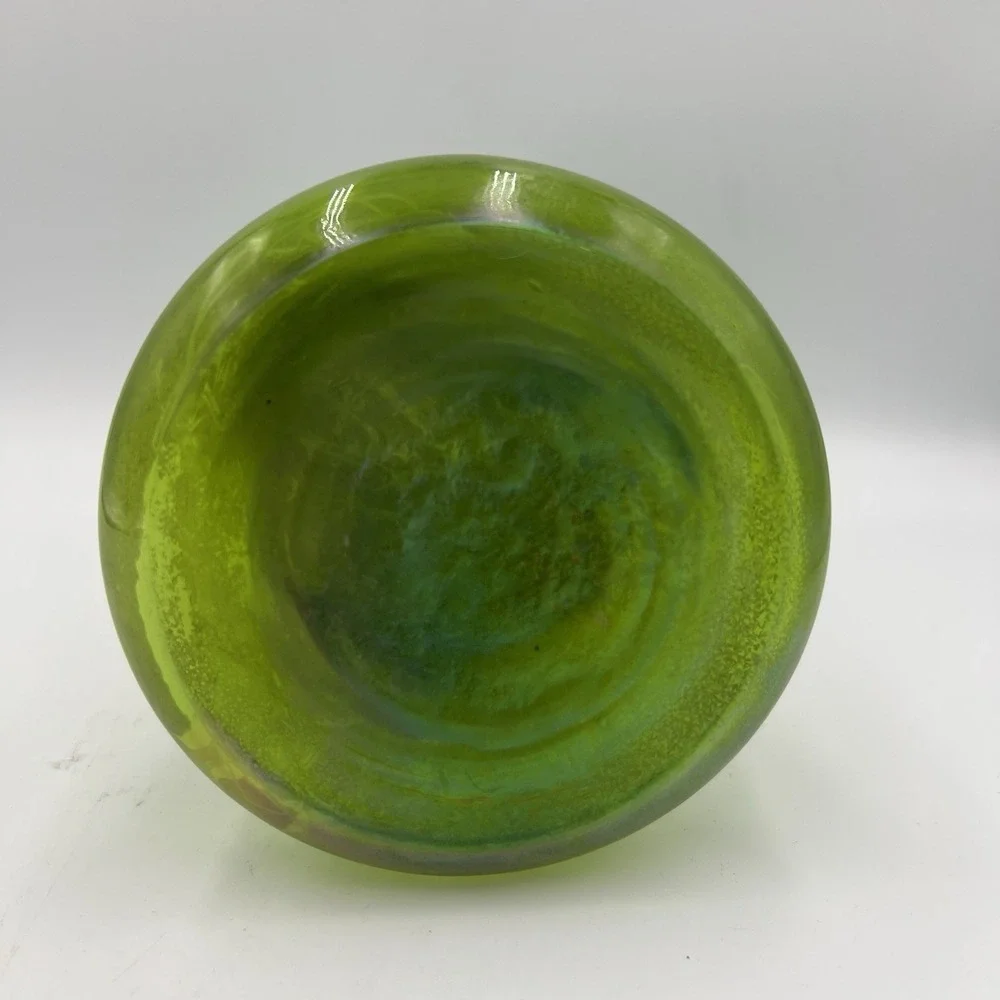 Antique Rindskopf‎ Snake Vase Bohemian Art Glass Olive Iridescent ca.1900